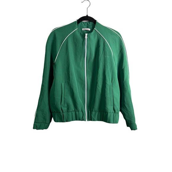 Stradivarius Green Zip Up Varsity Style Jacket - Picture 1 of 5